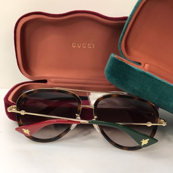 New - 💯 Original GUCCIAcetate Aviator Sunglasses GG0062S Tortoise - Picture 8 of 11